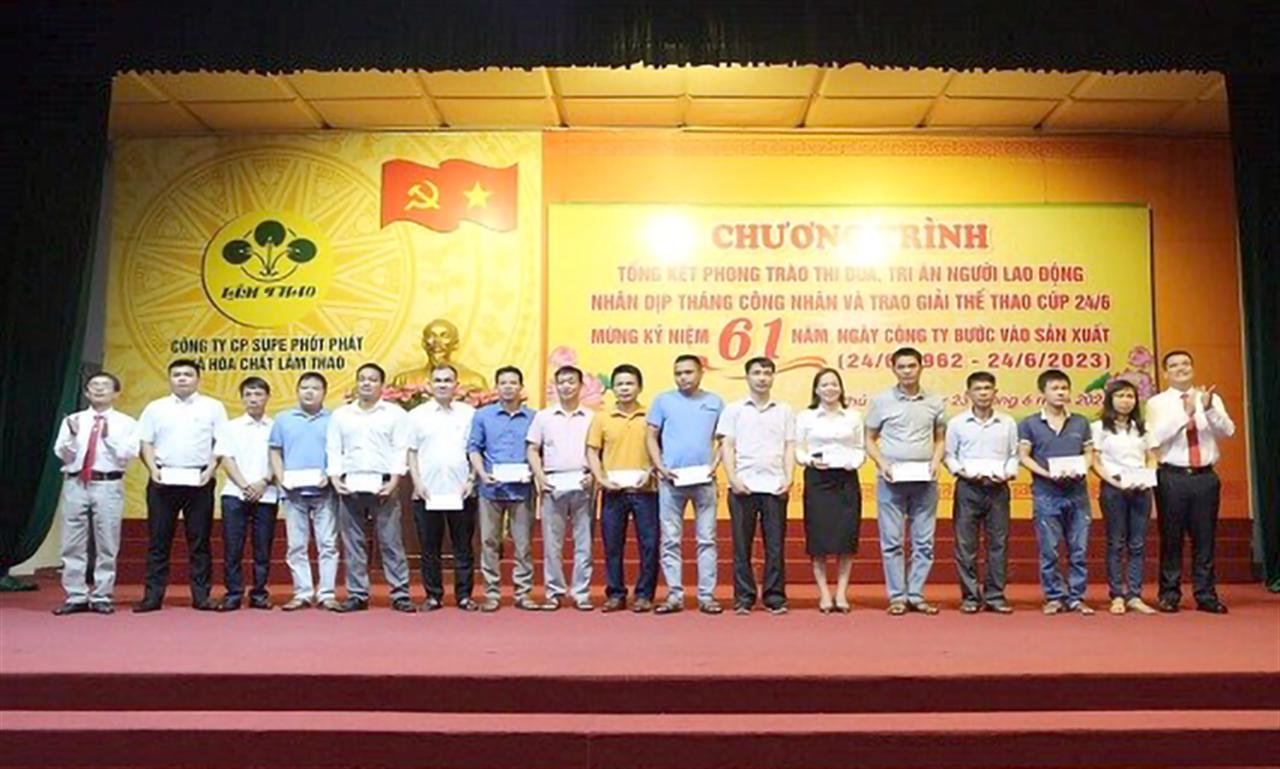 Supe Lâm Thao lập nhiều thành tích thi đua chào mừng kỷ niệm 61 năm công ty bước vào sản xuất
