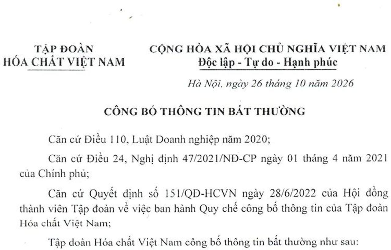 Công bố Thông tin bất thường