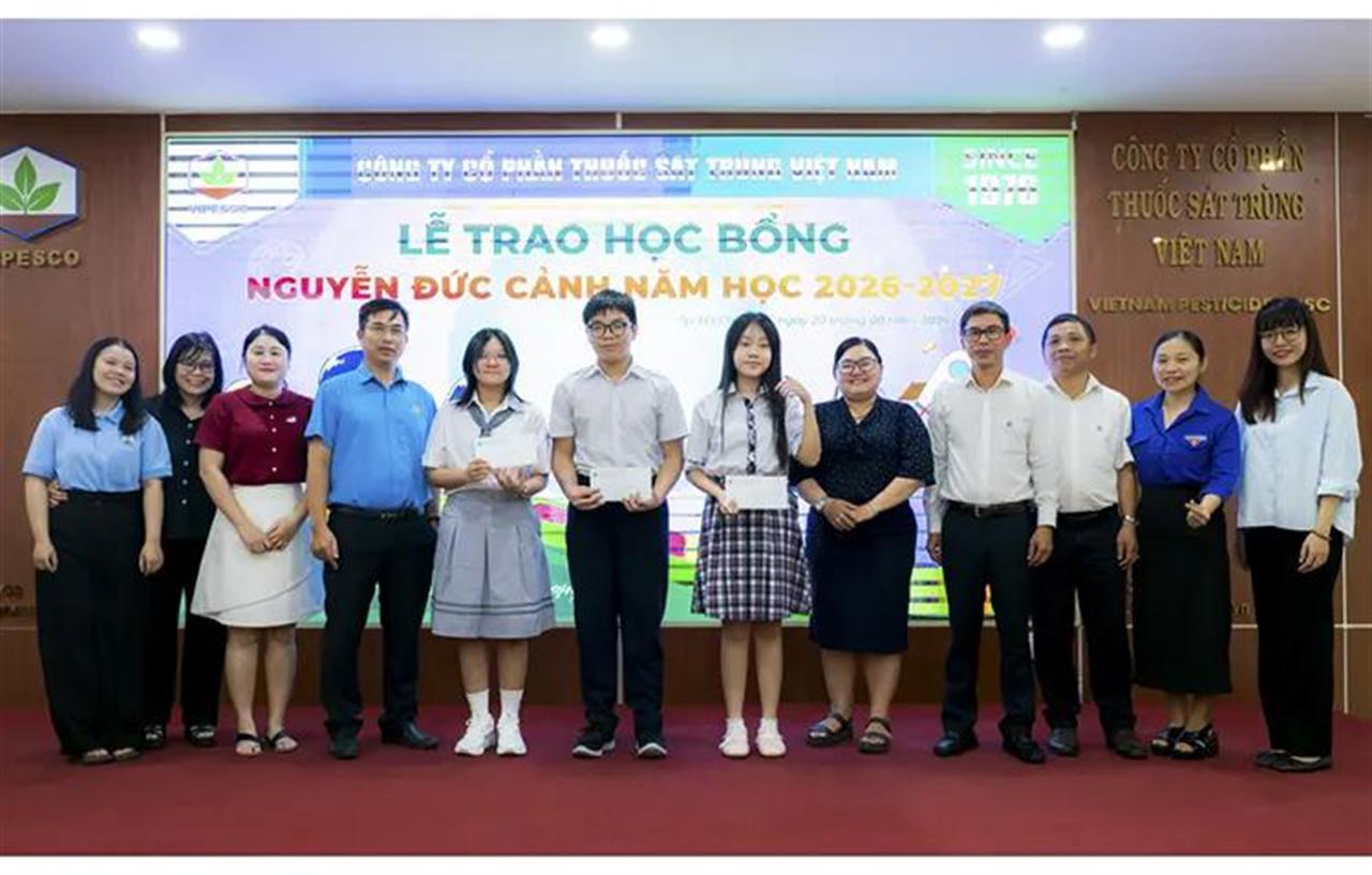 Vipesco trao 45 suất học bổng Nguyễn Đức Cảnh năm học 2026–2027