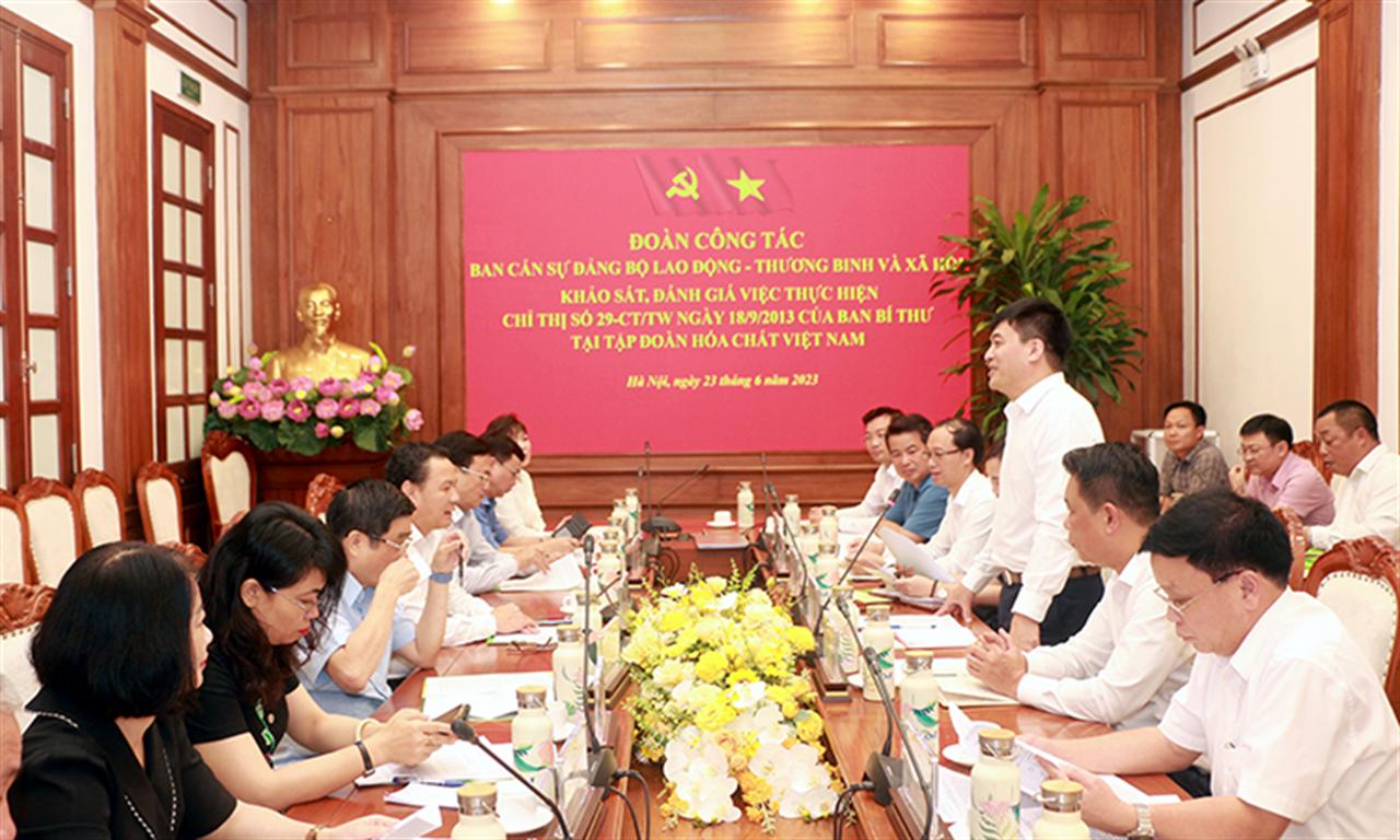 Khảo sát, đánh giá việc thực hiện Chỉ thị số 29-CT/TW của Ban Bí thư tại Tập đoàn Hóa chất Việt Nam