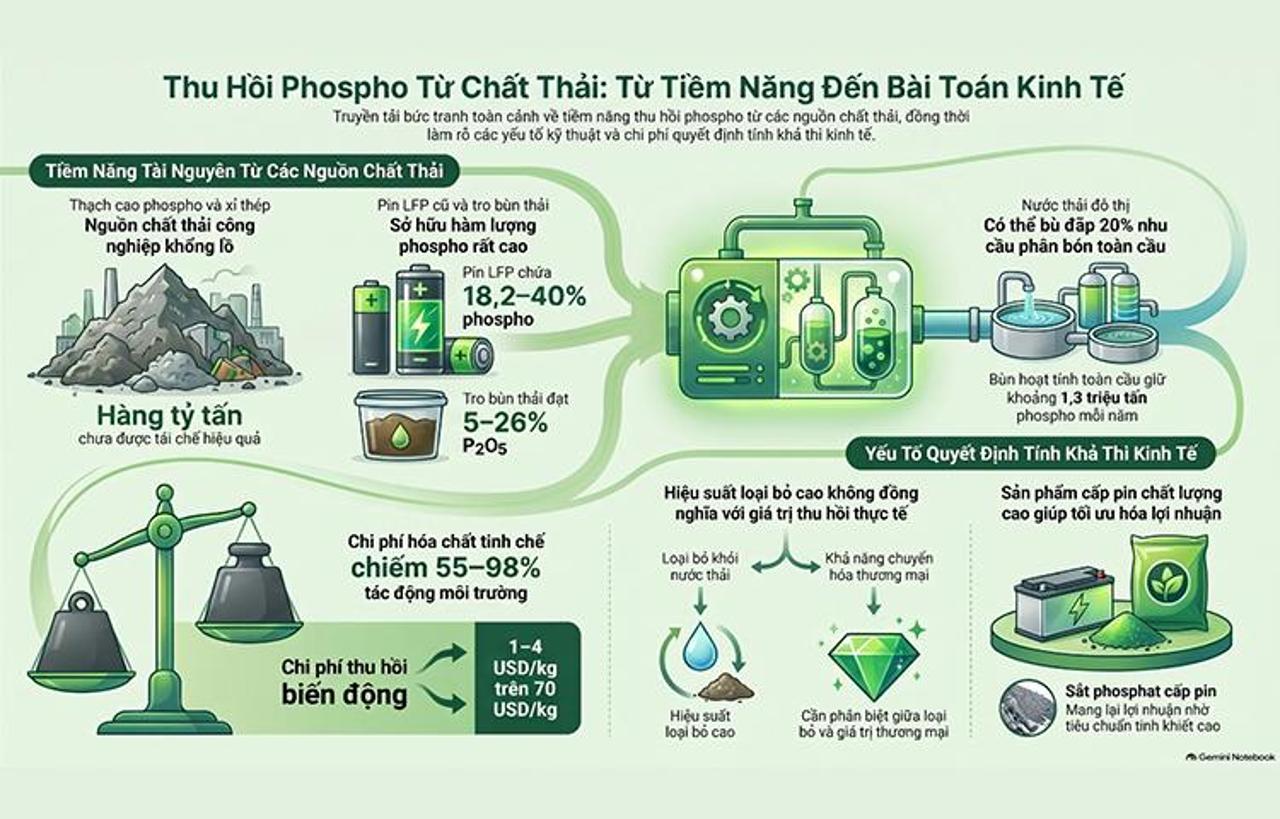 Thu hồi phospho từ chất thải: từ tiềm năng đến bài toán kinh tế