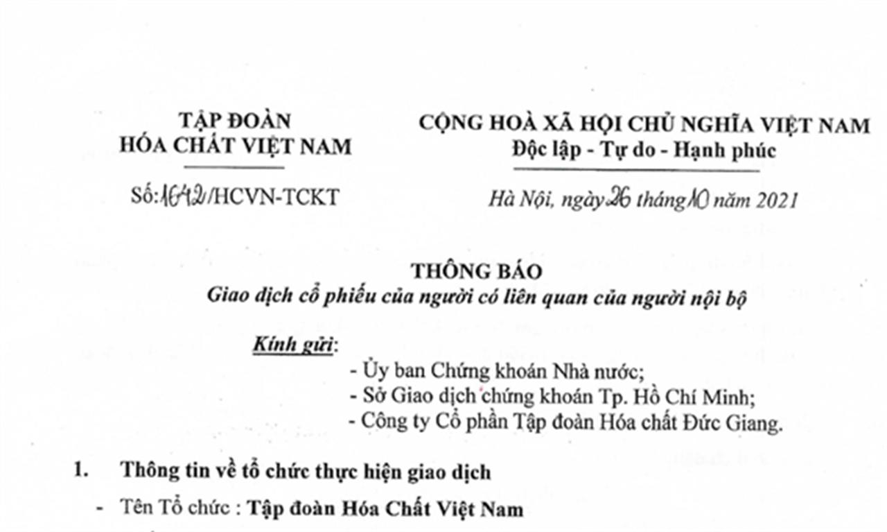 Thông báo giao dịch cổ phiếu của người có liên quan của người nội bộ