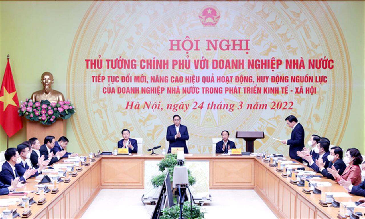 Thủ tướng Phạm Minh Chính chủ trì Hội nghị trực tuyến toàn quốc để phát triển doanh nghiệp nhà nước