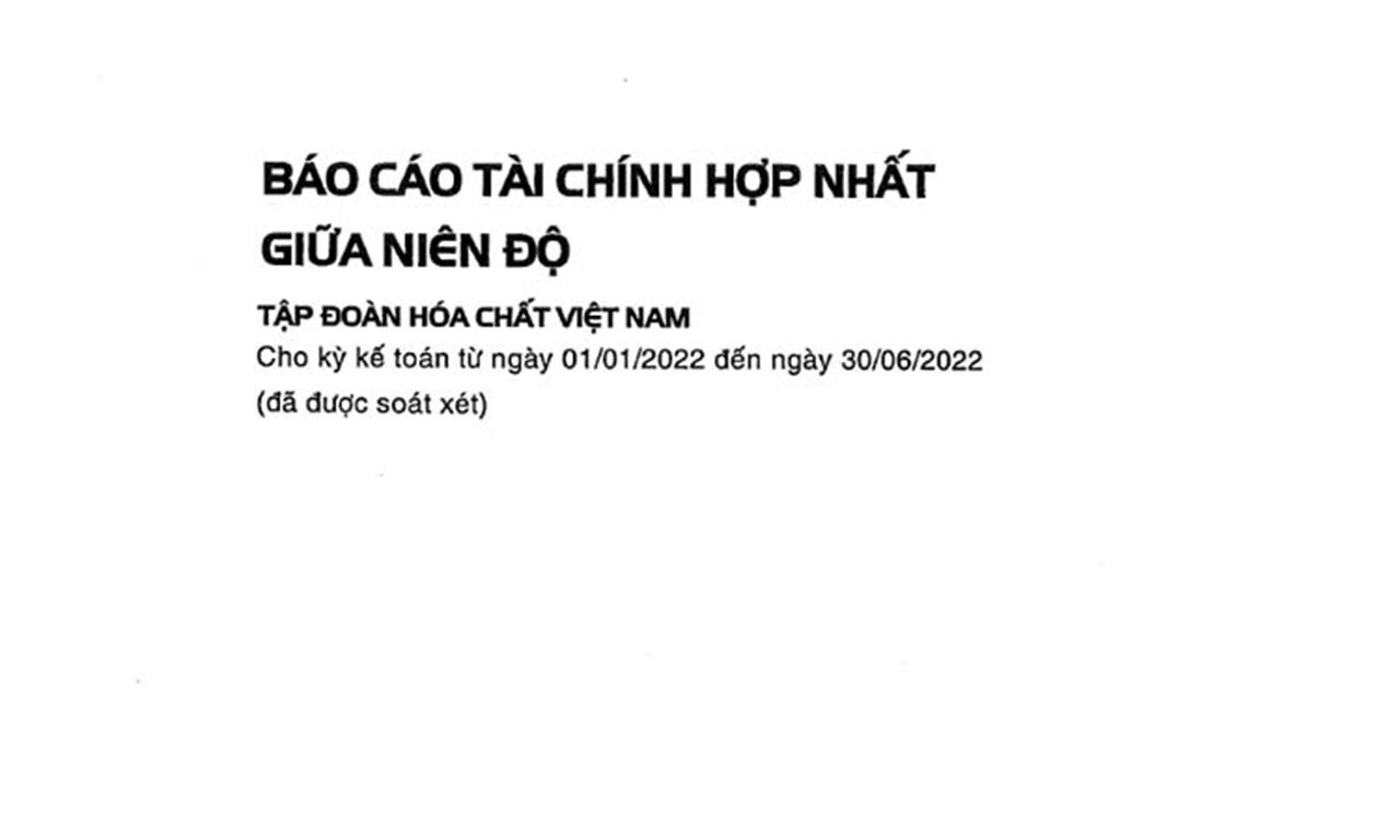 Báo cáo Tài chính hợp nhất giữa niên độ - Tập đoàn Hóa chất Việt Nam cho kỳ kế toán từ 01/01/2022 đến 30/06/2022 (Đã được soát xét)
