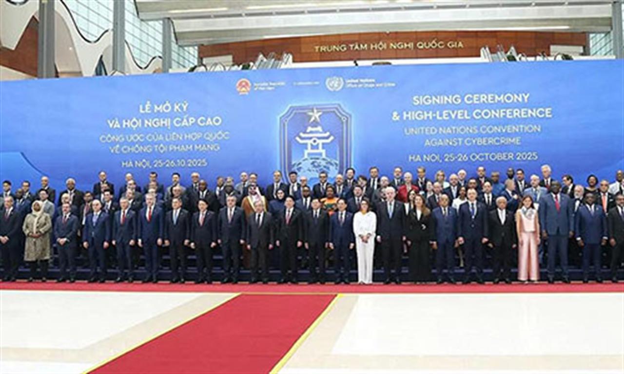 Lễ đón chính thức các Trưởng đoàn tại Lễ mở ký Công ước Liên hợp quốc về chống tội phạm mạng