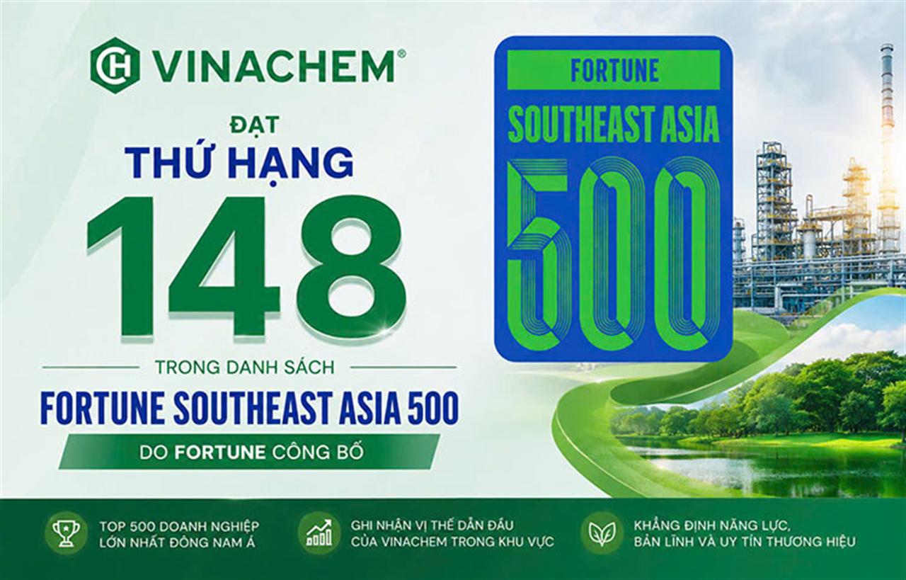 VINACHEM được vinh danh trong bảng xếp hạng 500 doanh nghiệp hàng đầu Đông Nam Á năm 2026