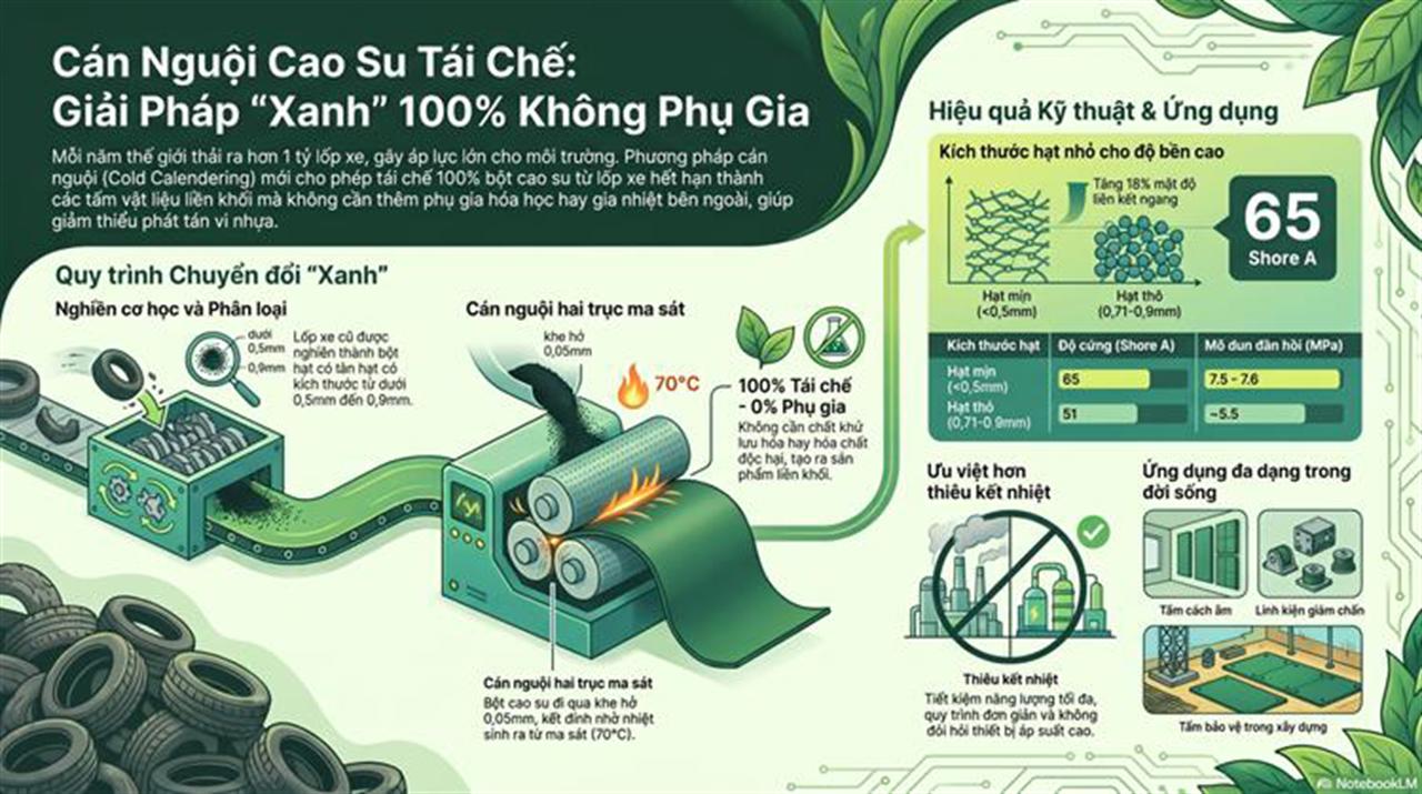 Cán nguội cao su tái chế từ lốp xe hết hạn: Giải pháp không phụ gia cho tấm cao su 100% tái chế