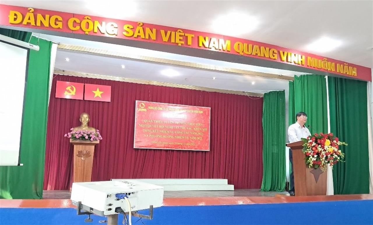 Đảng ủy Công ty CP Công nghiệp Cao Su Miền Nam học tập, quán triệt, triển khai thực hiện NQTW6 và tổng kết nhiệm vụ công tác năm 2022