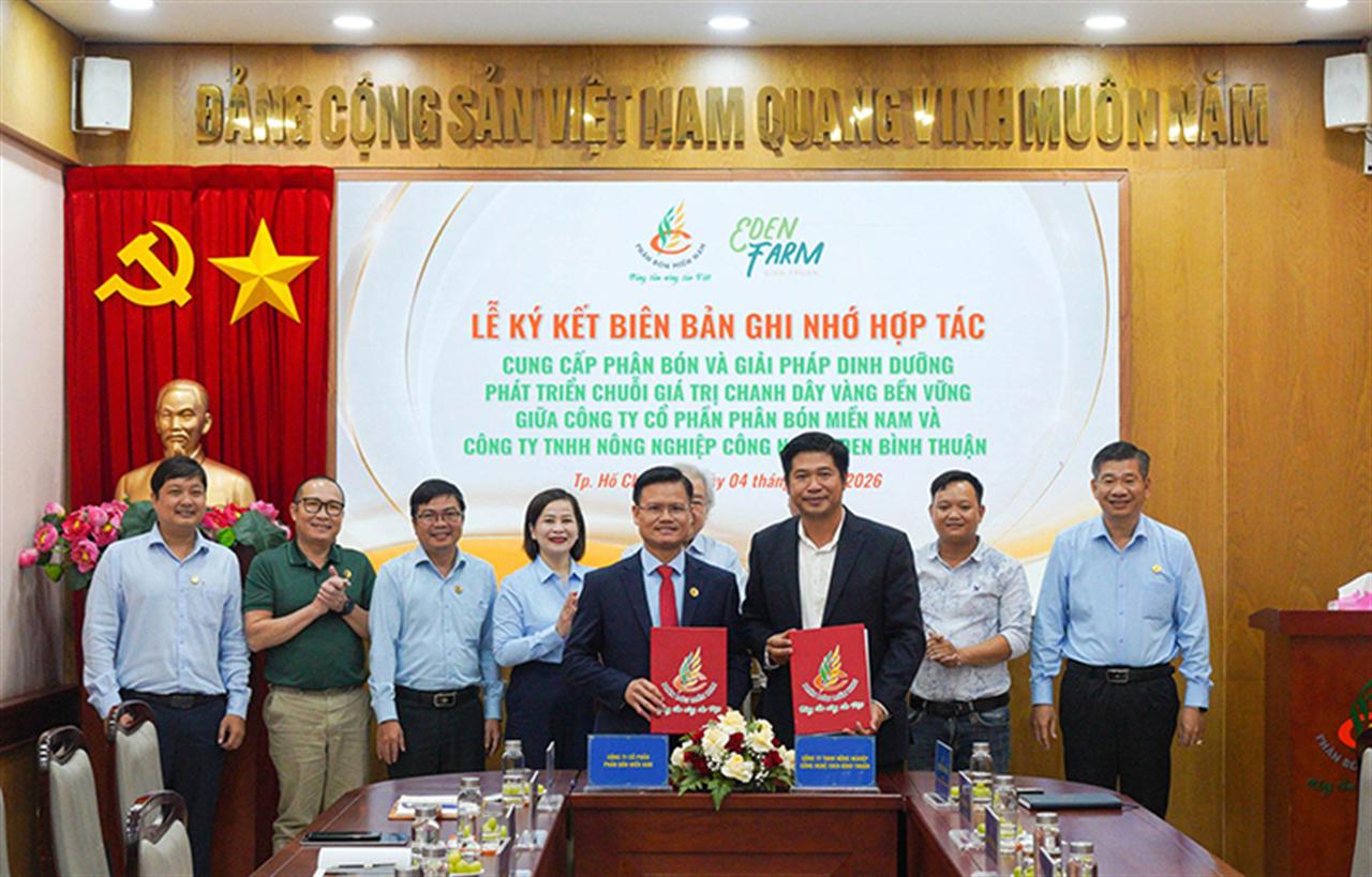 Phân bón Miền Nam và Eden Farm - Ký kết hợp tác phát triển vùng nguyên liệu Chanh dây vàng theo hướng bền vững