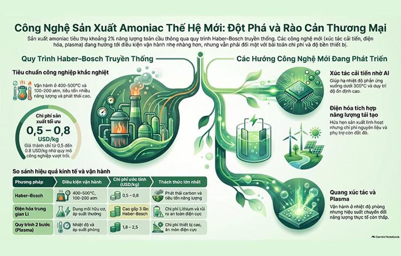Công nghệ mới mở đường cho sản xuất amoniac tiết kiệm năng lượng