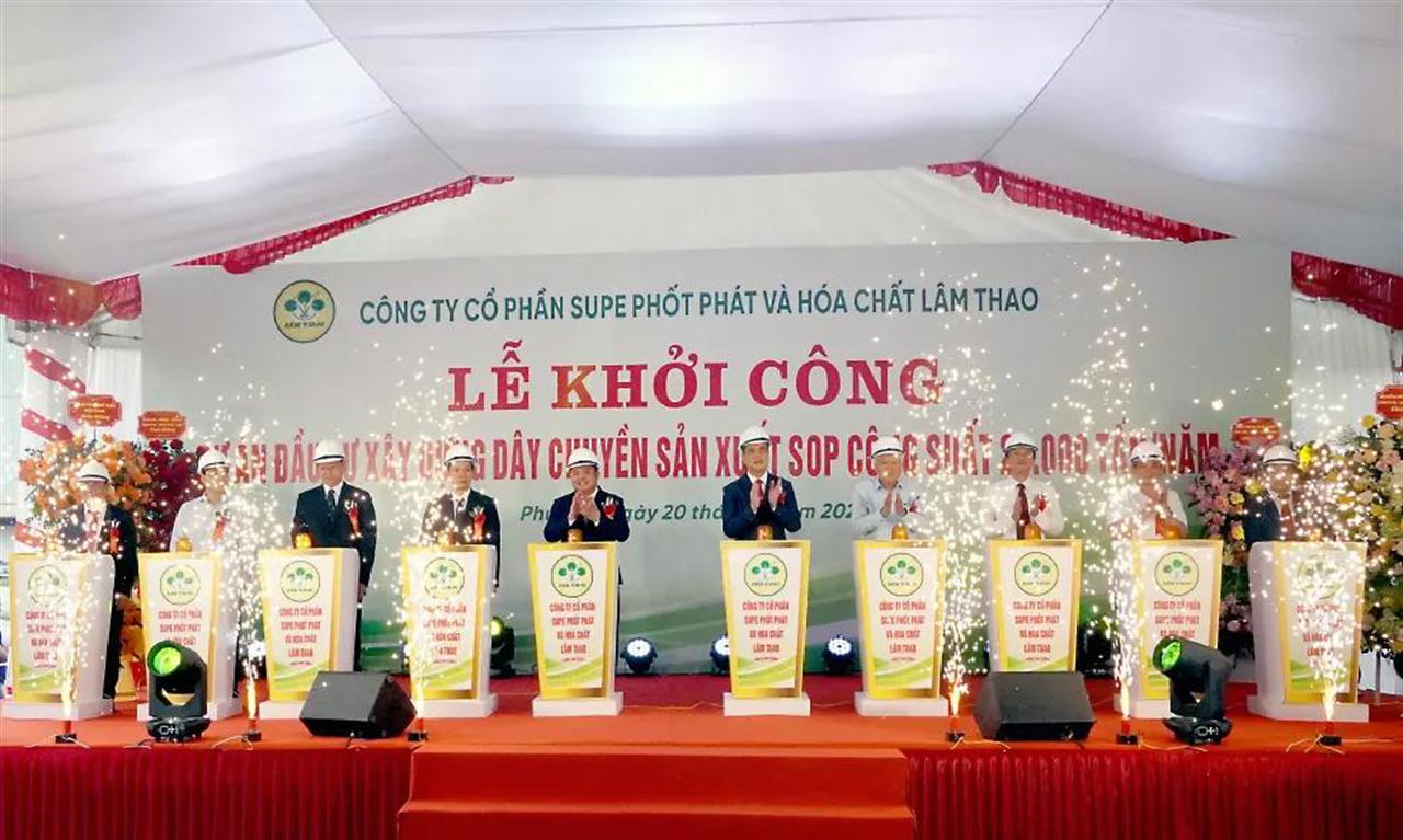 Công ty CP Supe Phốt phát và Hóa chất Lâm Thao khởi công dự án đầu tư xây dựng dây chuyền sản xuất SOP công suất 20.000 tấn/năm.