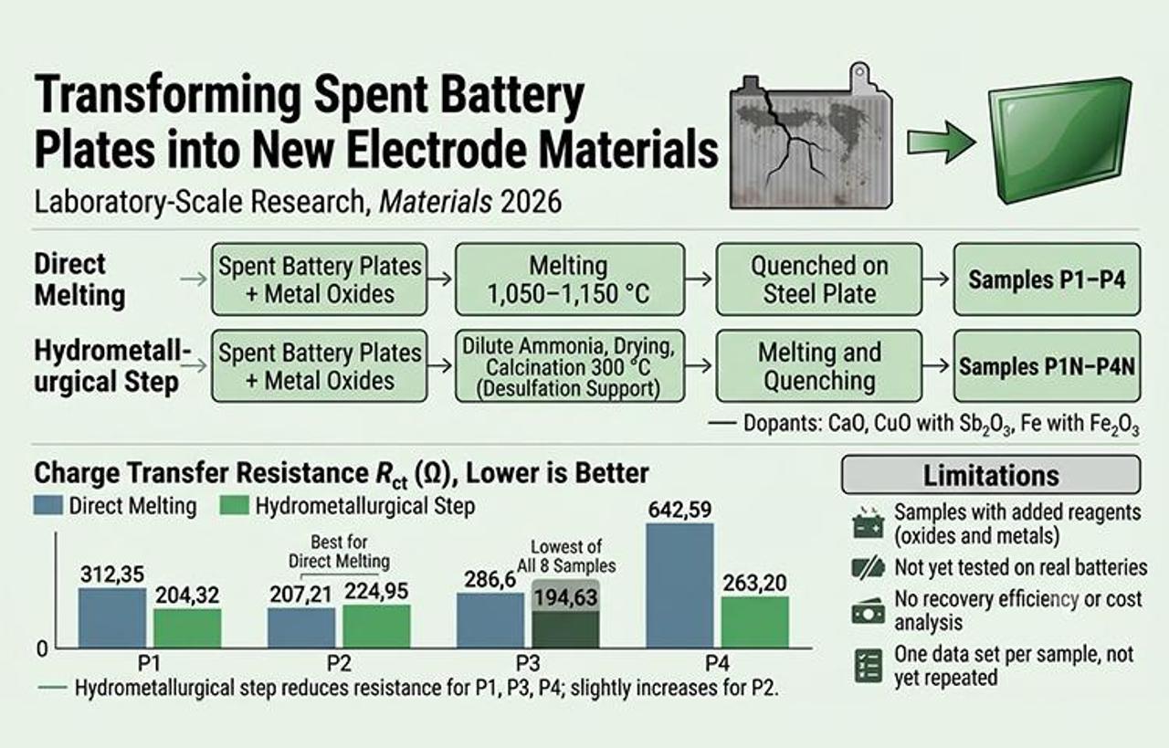Turning Old Battery Plates Into New Electrode Material