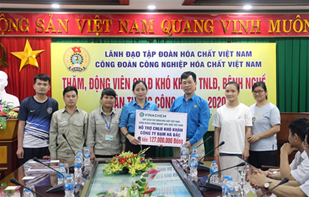 Thăm, tặng quà CNLĐ tại Công ty CP Phân đạm và Hóa chất Hà Bắc