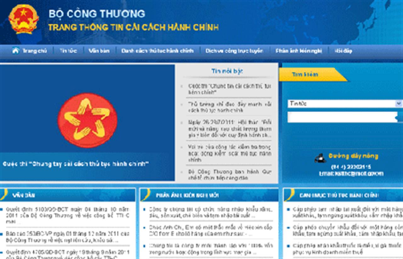 Bộ Công Thương mở trang thông tin điện tử về cải cách hành chính