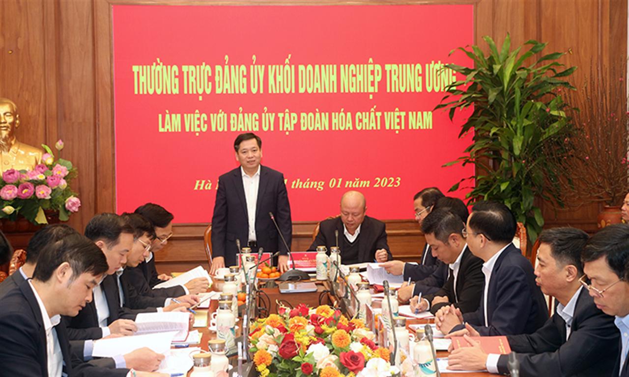 Thường trực Đảng ủy Khối Doanh nghiệp Trung ương làm việc với Đảng ủy Tập đoàn Hóa chất Việt Nam