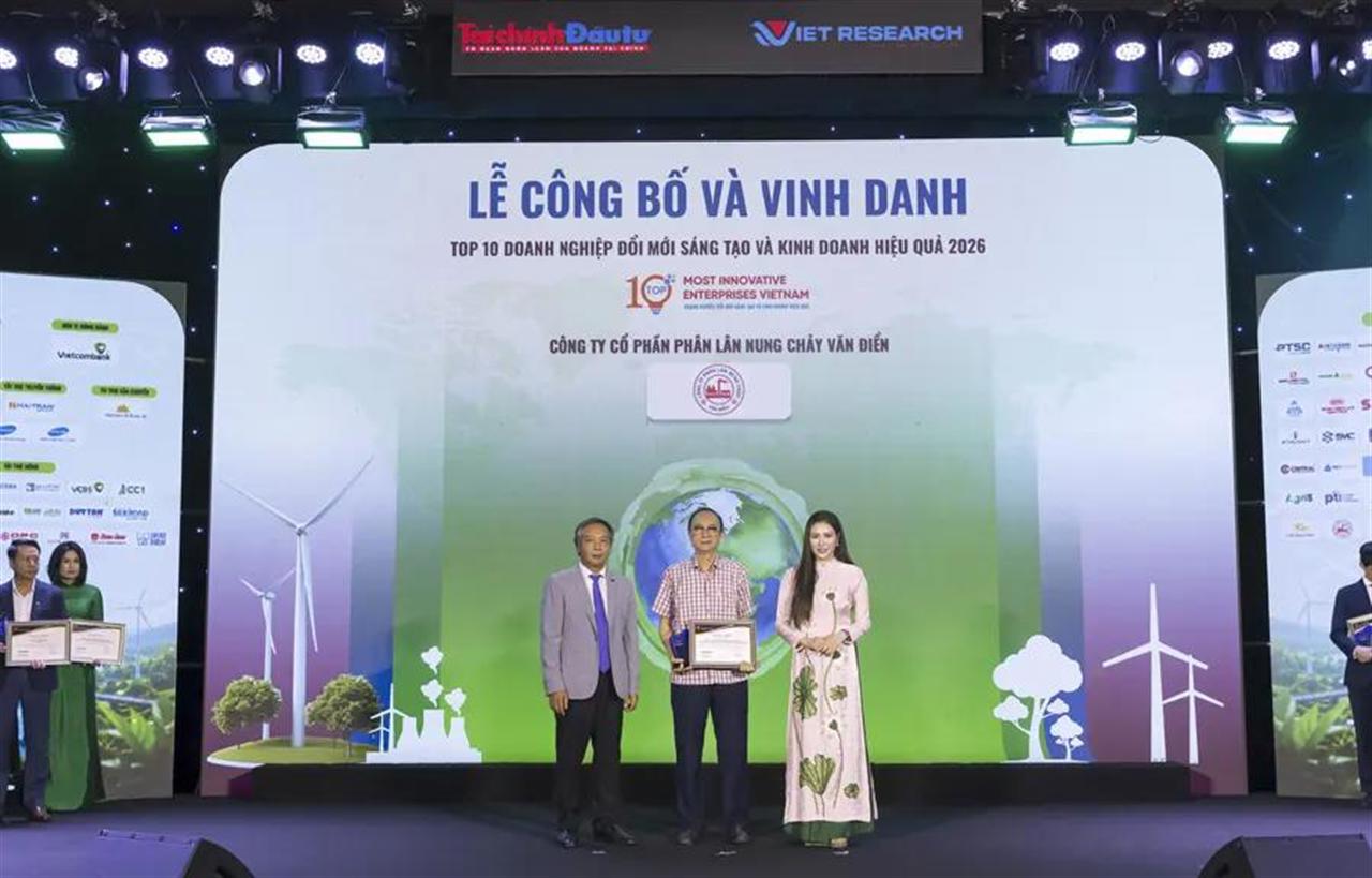 Công ty CP Phân lân nung chảy Văn Điển vào Top 10 Doanh nghiệp Đổi mới sáng tạo và Kinh doanh hiệu quả năm 2026