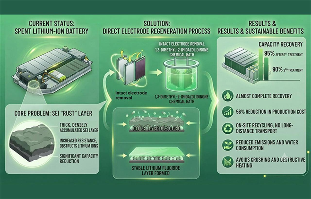 “Chemical Bath” Restores Used Lithium-Ion Batteries to 95% of Their Capacity