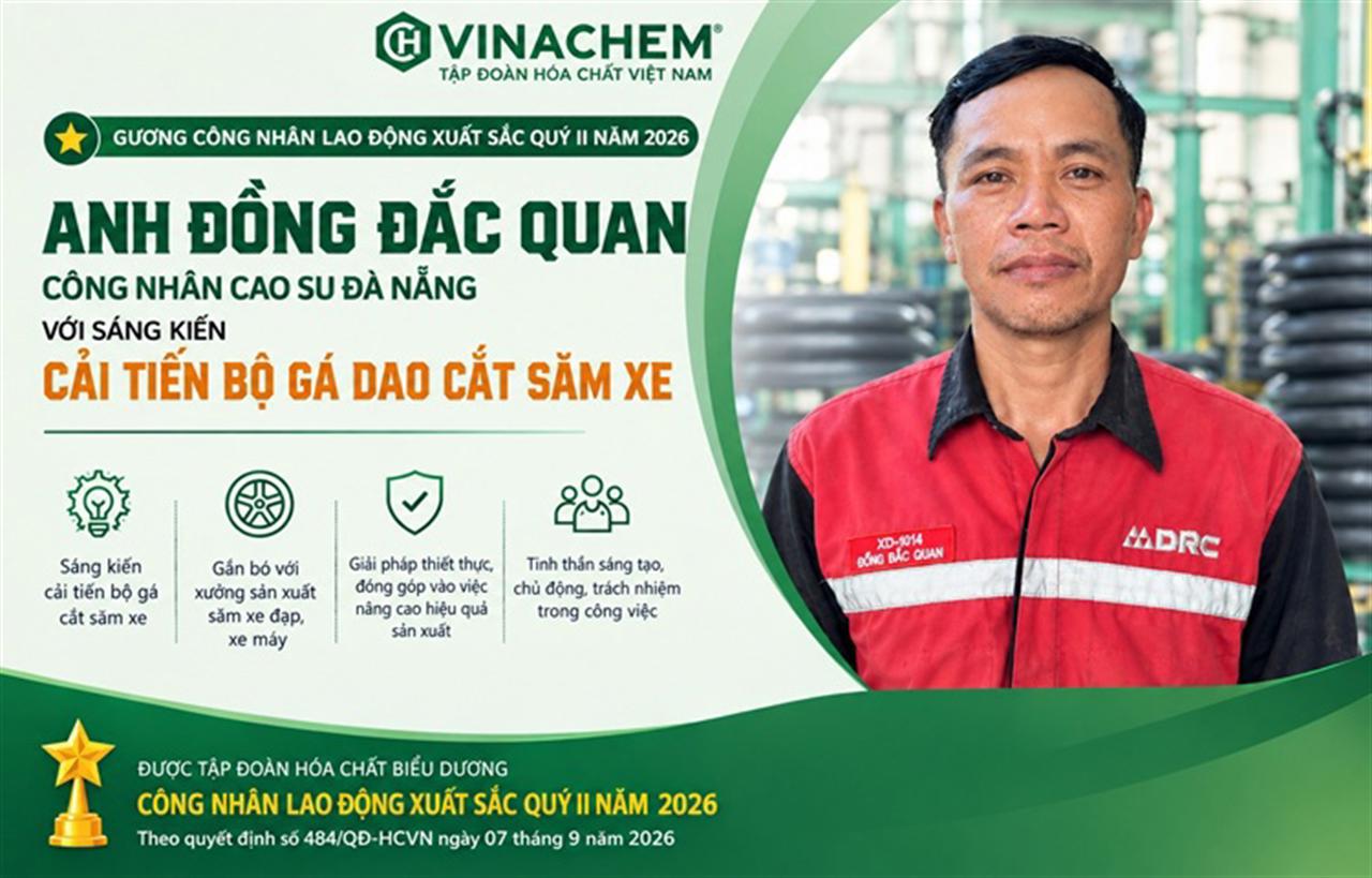 Anh Đồng Đắc Quan - Công nhân Xí nghiệp Săm lốp Xe đạp xe máy, Công ty cổ phần Cao su Đà Nẵng với cải tiến bộ gá dao cắt săm xe