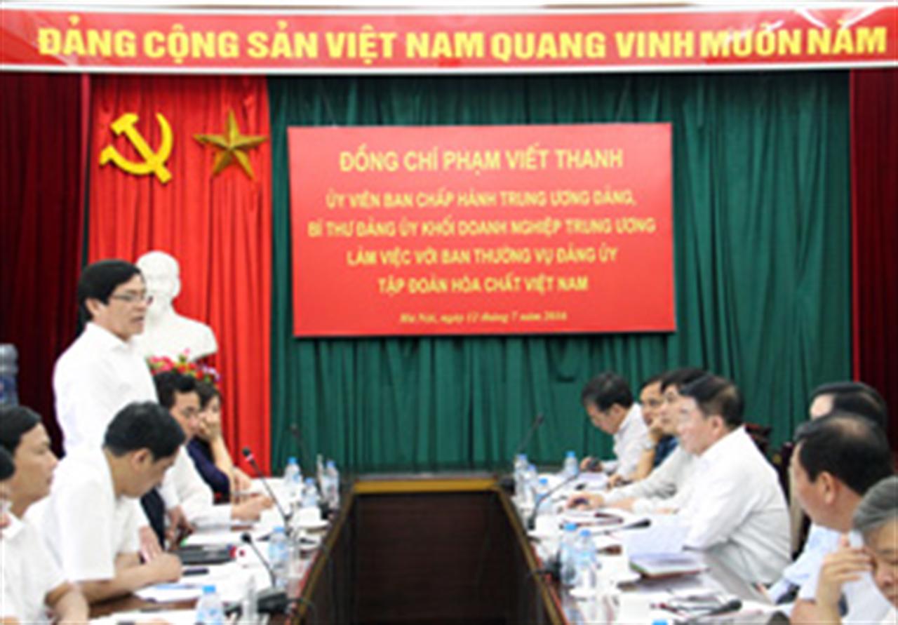 Đoàn công tác Đảng ủy Khối Doanh nghiệp Trung ương làm việc với Đảng ủy Tập đoàn Hóa chất Việt Nam