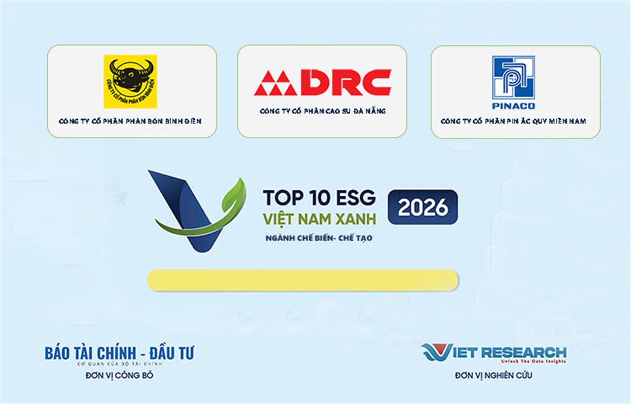 Ba doanh nghiệp Vinachem vào Top 10 doanh nghiệp ESG Việt Nam xanh 2026